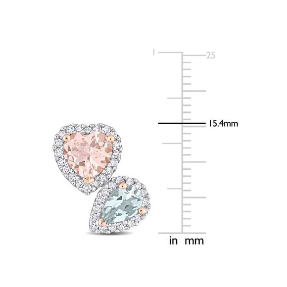 2.10 Carat (ctw) Morganite & Aquamarine Earrings 10K Rose Gold - Picture 4 of 4